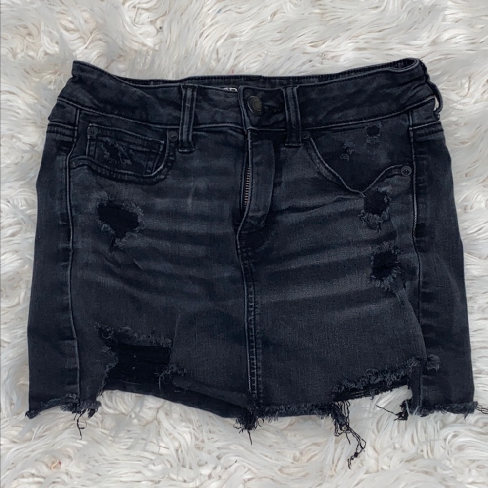 Mini ripped jean skirt